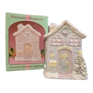 Vtg EUC Precious Moments Porcelain Holiday Nightlight 1994 Home Sweet Home WORKS